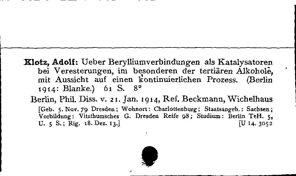 [Katalogkarte Dissertationenkatalog bis 1980]