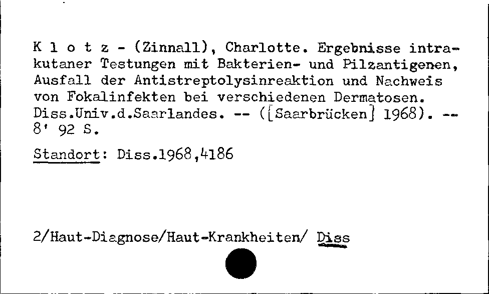 [Katalogkarte Dissertationenkatalog bis 1980]