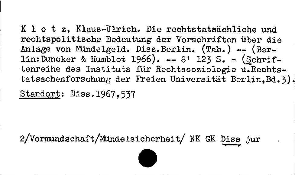 [Katalogkarte Dissertationenkatalog bis 1980]