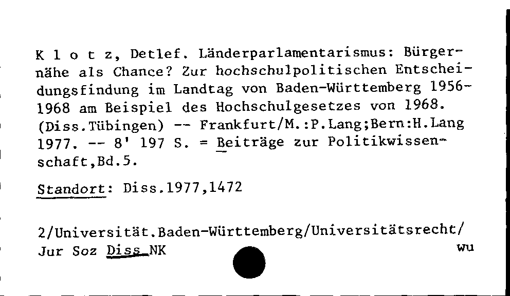 [Katalogkarte Dissertationenkatalog bis 1980]