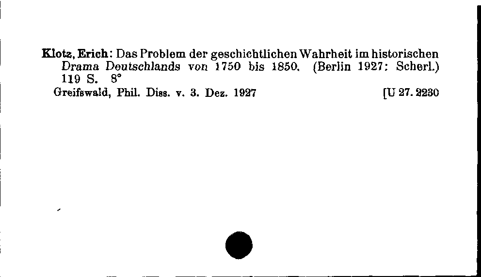 [Katalogkarte Dissertationenkatalog bis 1980]