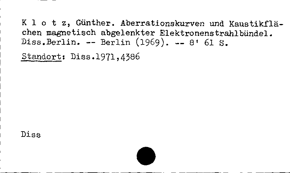 [Katalogkarte Dissertationenkatalog bis 1980]