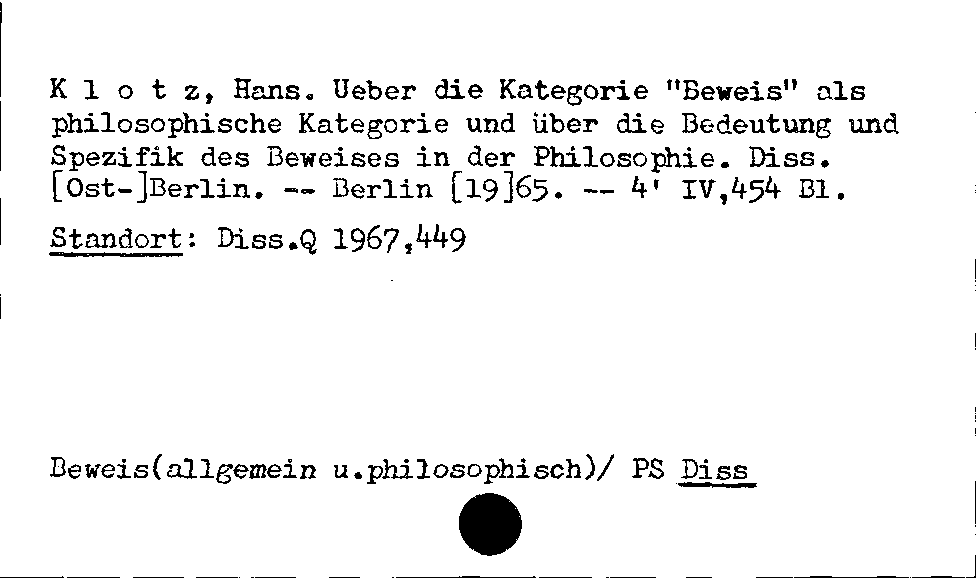 [Katalogkarte Dissertationenkatalog bis 1980]