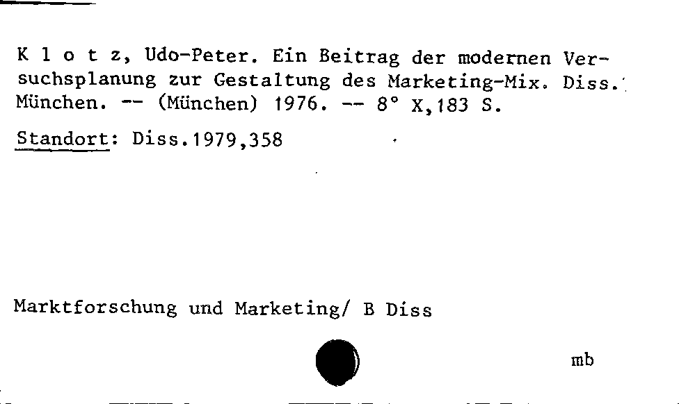 [Katalogkarte Dissertationenkatalog bis 1980]