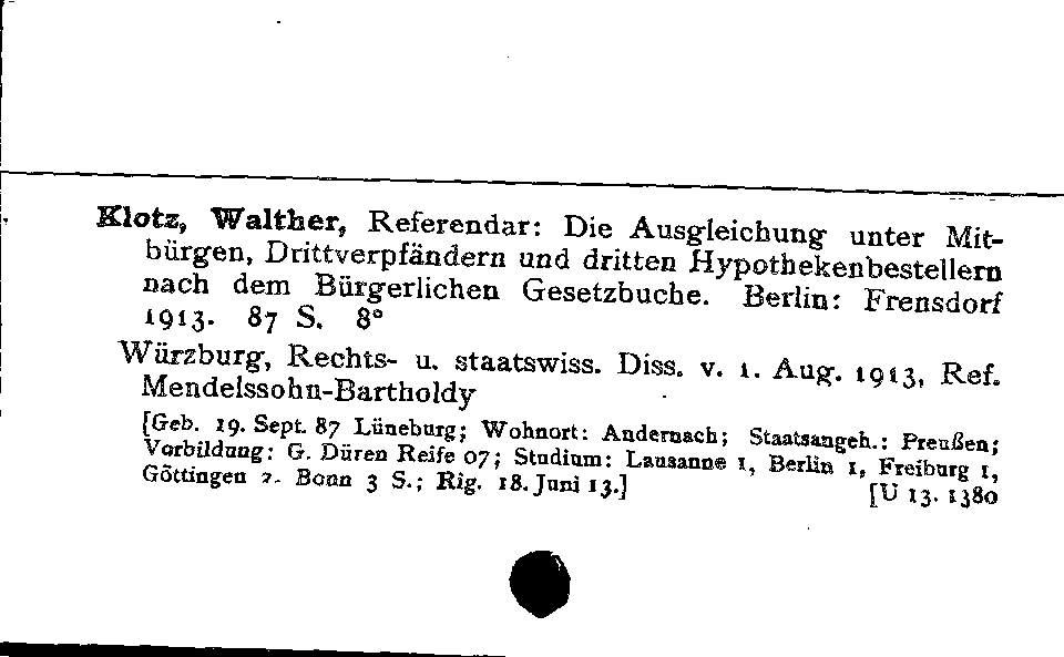 [Katalogkarte Dissertationenkatalog bis 1980]