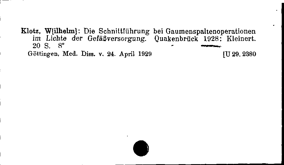 [Katalogkarte Dissertationenkatalog bis 1980]