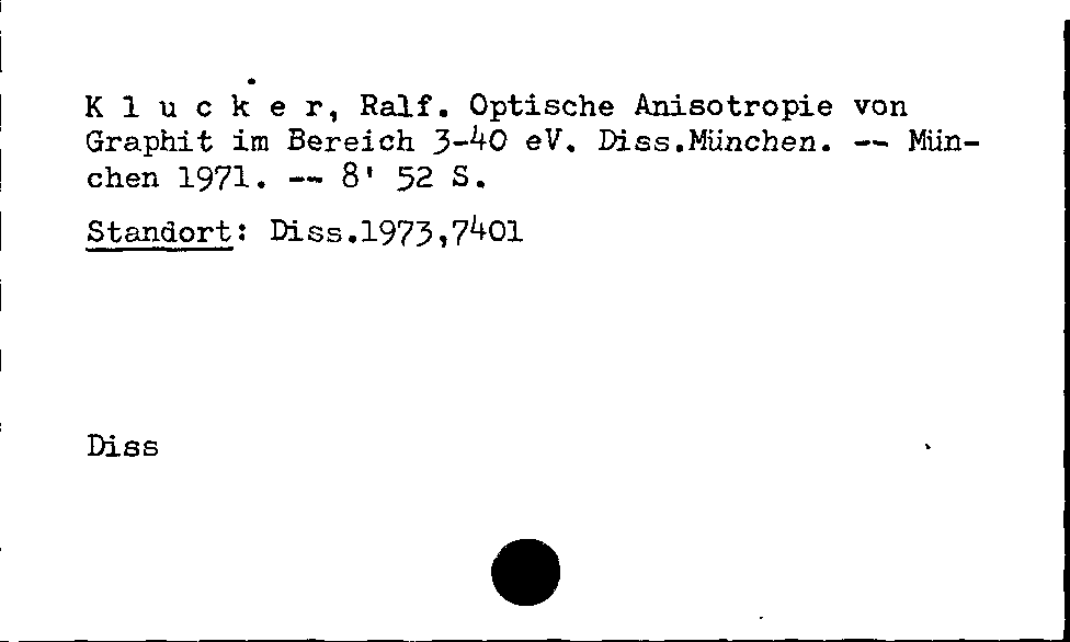 [Katalogkarte Dissertationenkatalog bis 1980]