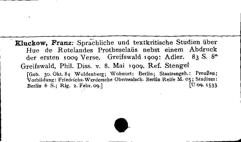 [Katalogkarte Dissertationenkatalog bis 1980]