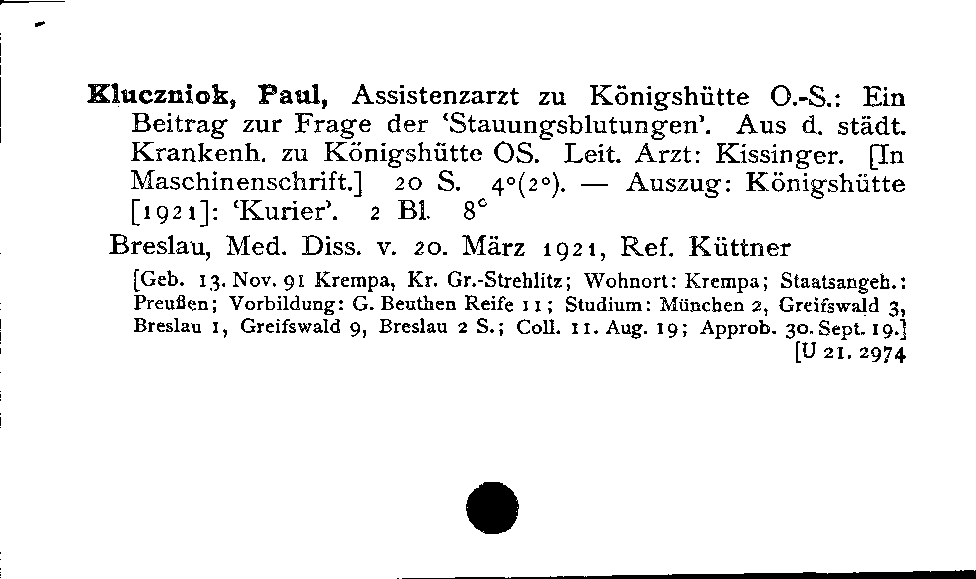 [Katalogkarte Dissertationenkatalog bis 1980]