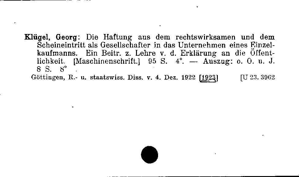 [Katalogkarte Dissertationenkatalog bis 1980]