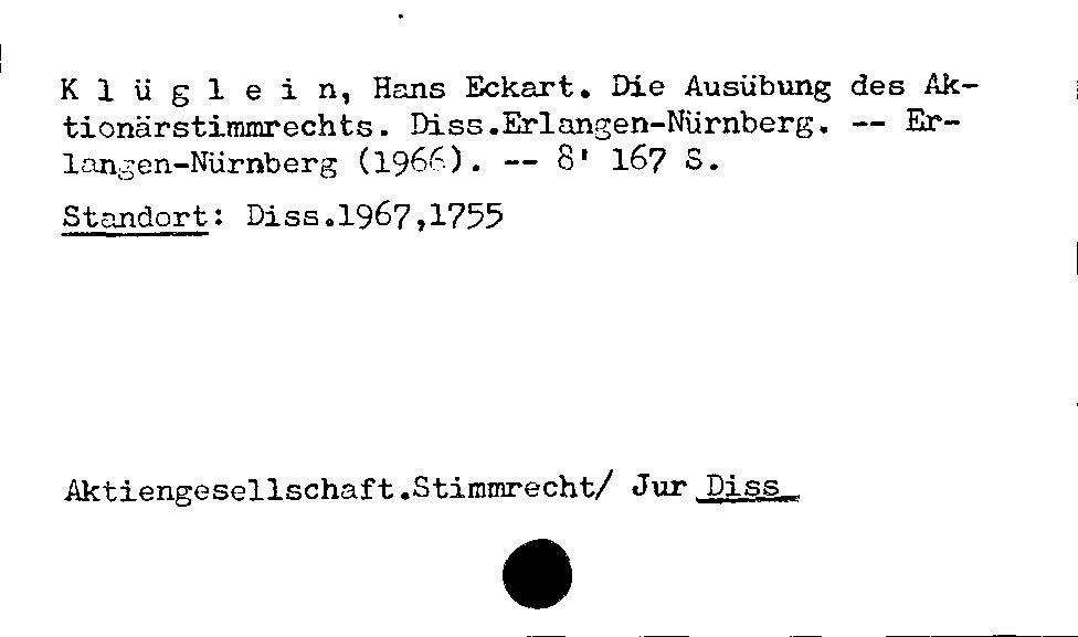 [Katalogkarte Dissertationenkatalog bis 1980]