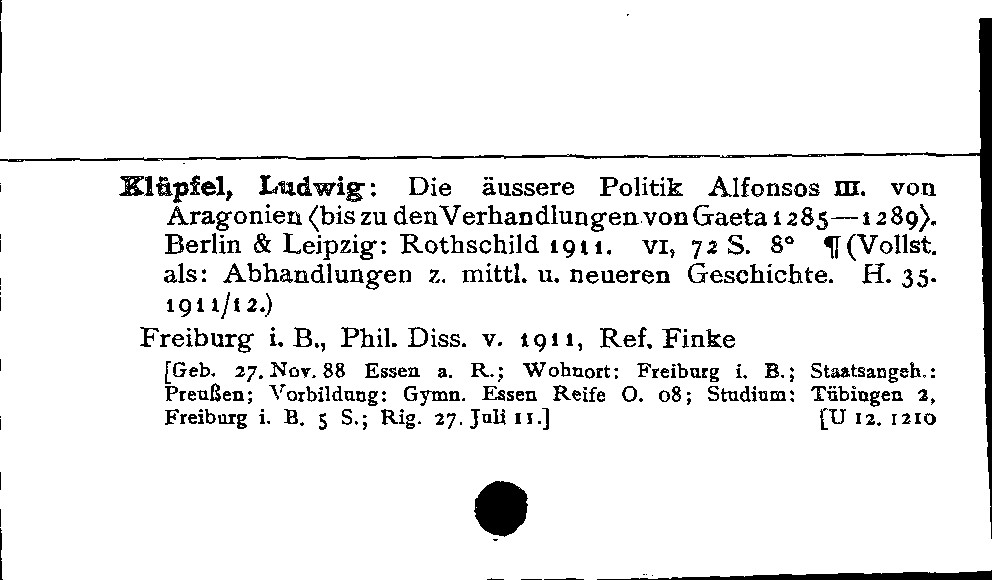 [Katalogkarte Dissertationenkatalog bis 1980]