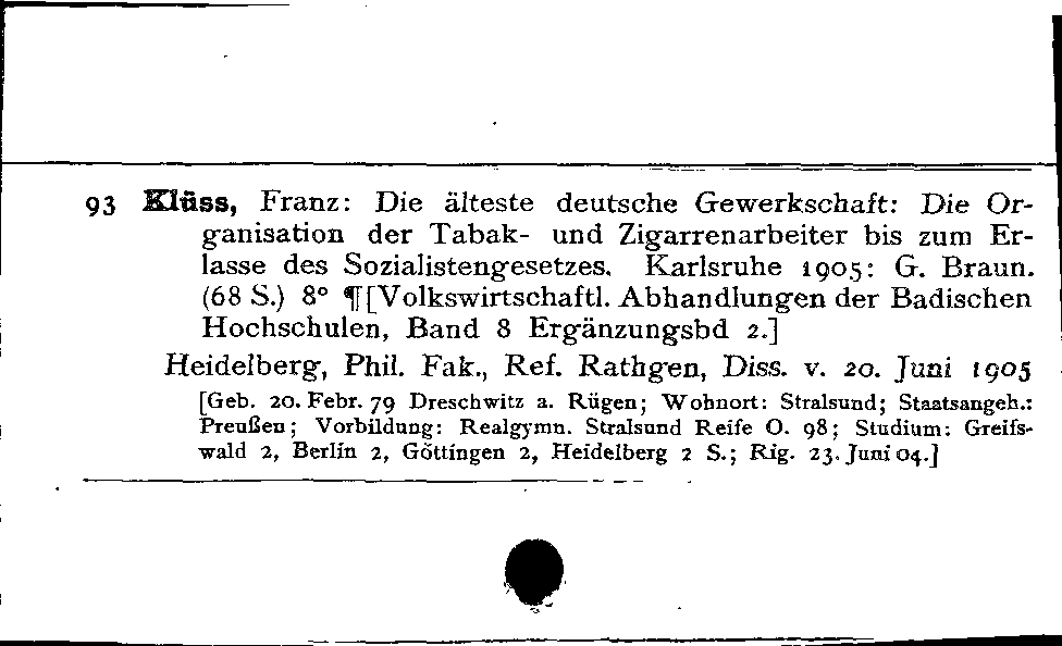 [Katalogkarte Dissertationenkatalog bis 1980]