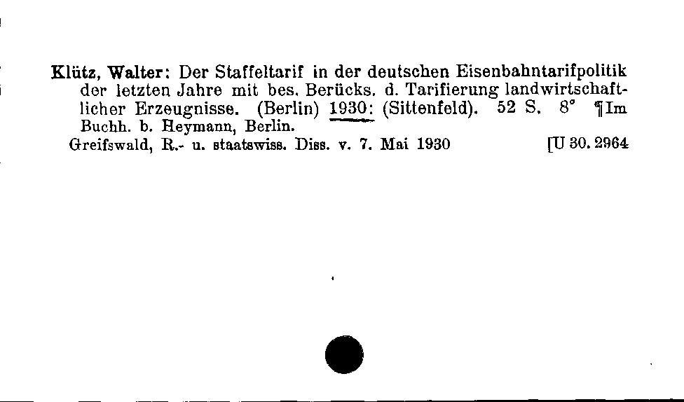 [Katalogkarte Dissertationenkatalog bis 1980]