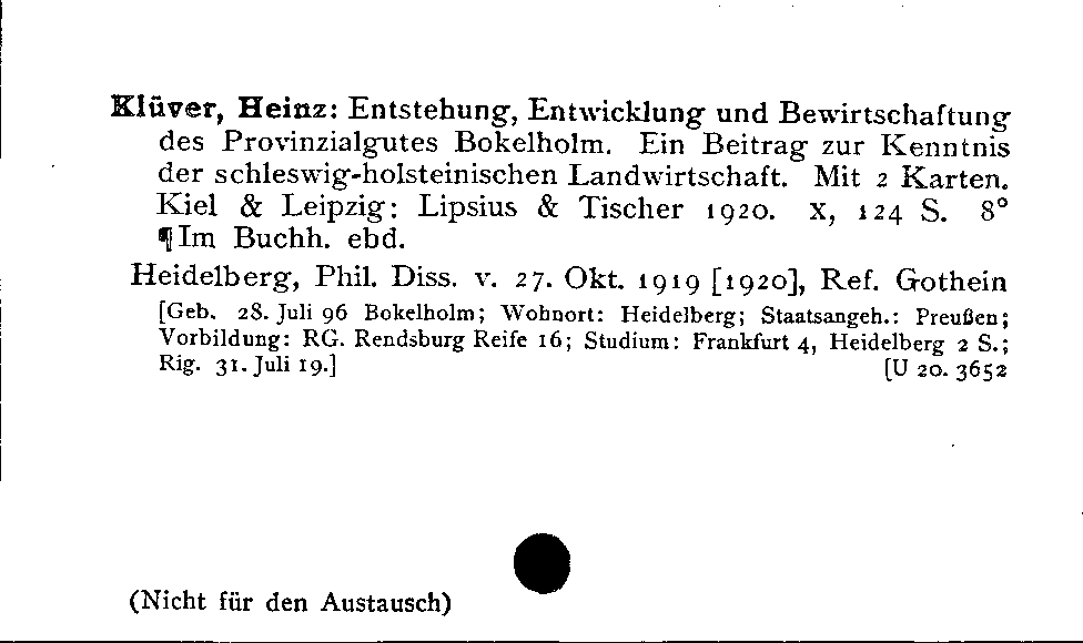 [Katalogkarte Dissertationenkatalog bis 1980]