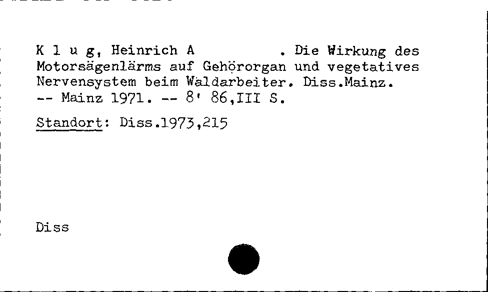 [Katalogkarte Dissertationenkatalog bis 1980]