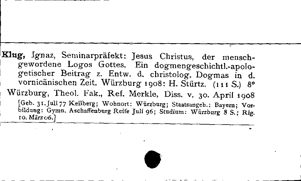 [Katalogkarte Dissertationenkatalog bis 1980]