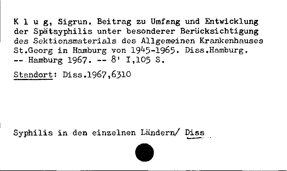 [Katalogkarte Dissertationenkatalog bis 1980]