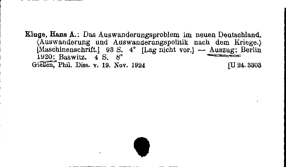 [Katalogkarte Dissertationenkatalog bis 1980]