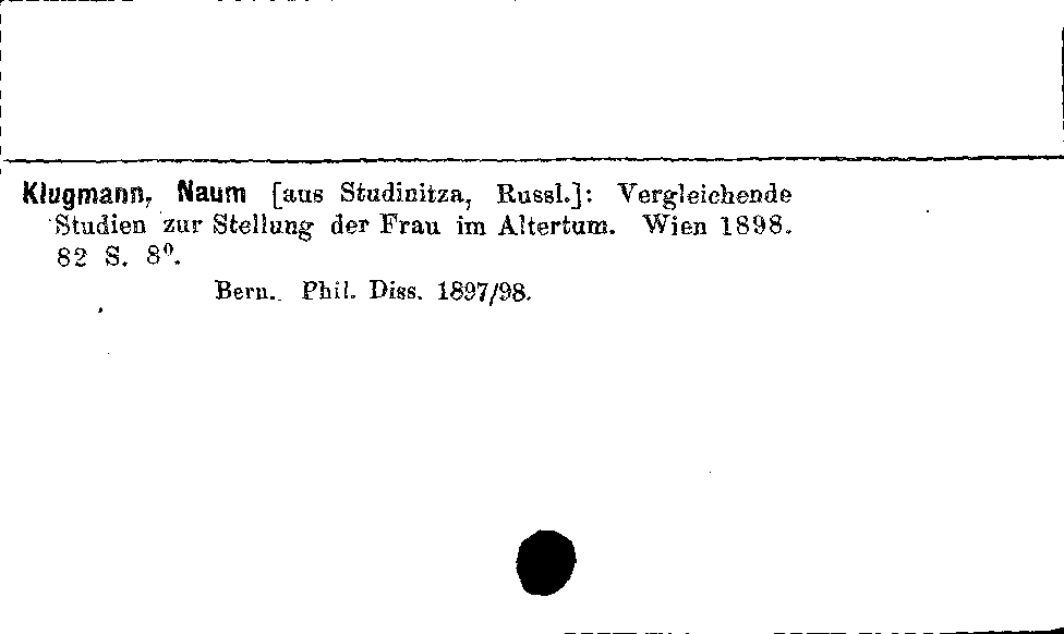 [Katalogkarte Dissertationenkatalog bis 1980]