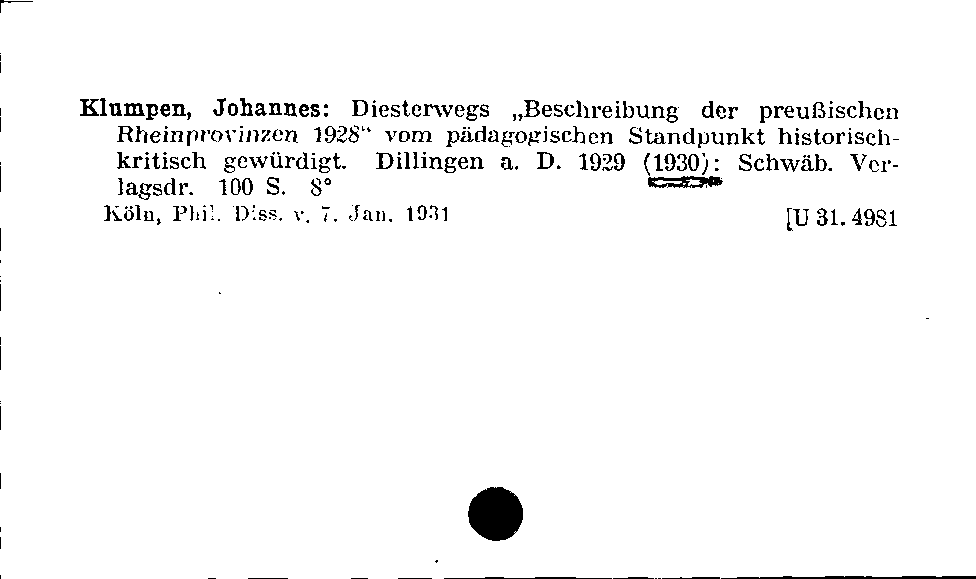 [Katalogkarte Dissertationenkatalog bis 1980]