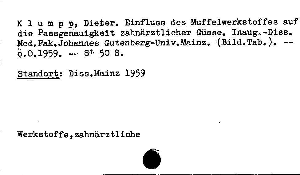 [Katalogkarte Dissertationenkatalog bis 1980]