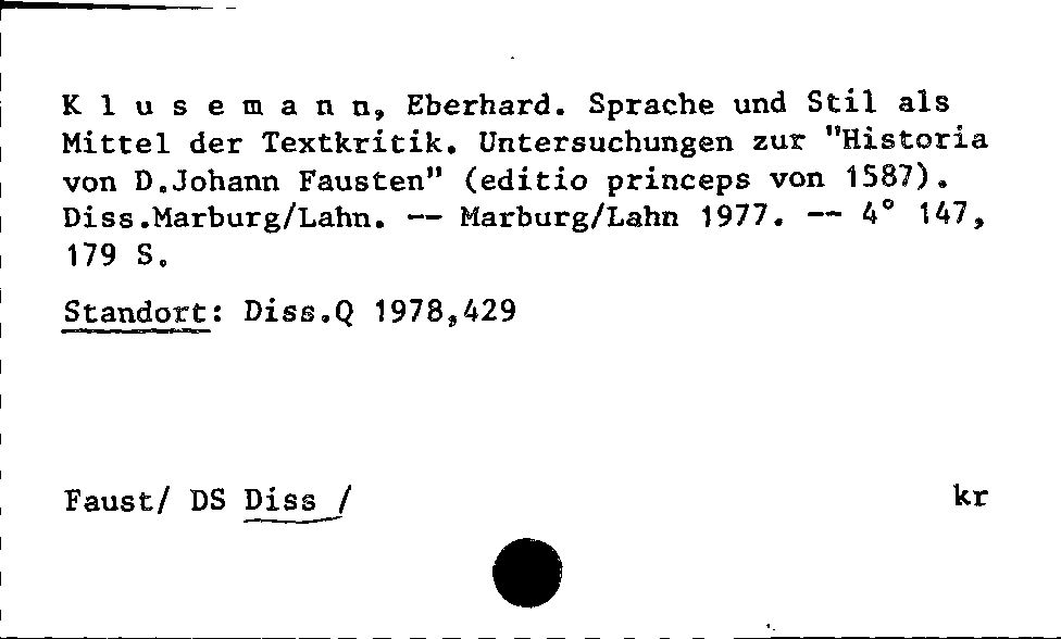 [Katalogkarte Dissertationenkatalog bis 1980]