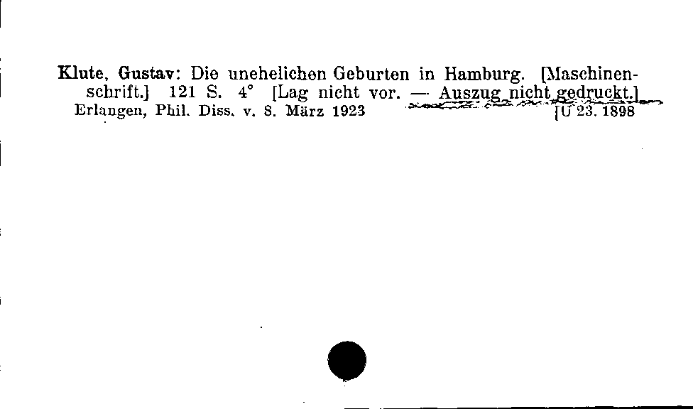 [Katalogkarte Dissertationenkatalog bis 1980]