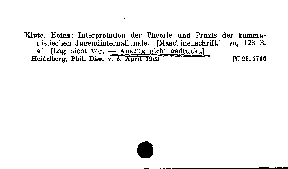 [Katalogkarte Dissertationenkatalog bis 1980]