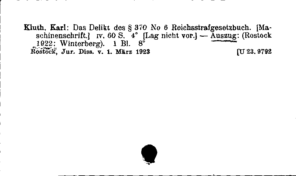 [Katalogkarte Dissertationenkatalog bis 1980]