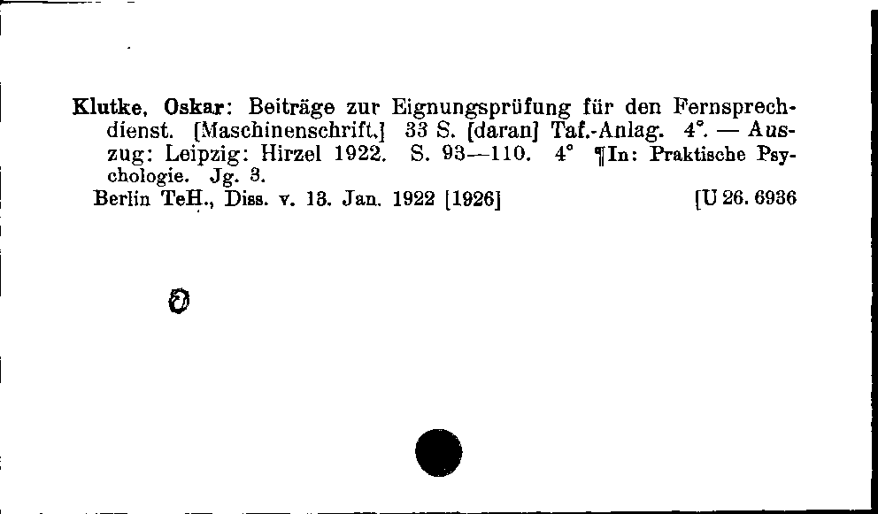 [Katalogkarte Dissertationenkatalog bis 1980]