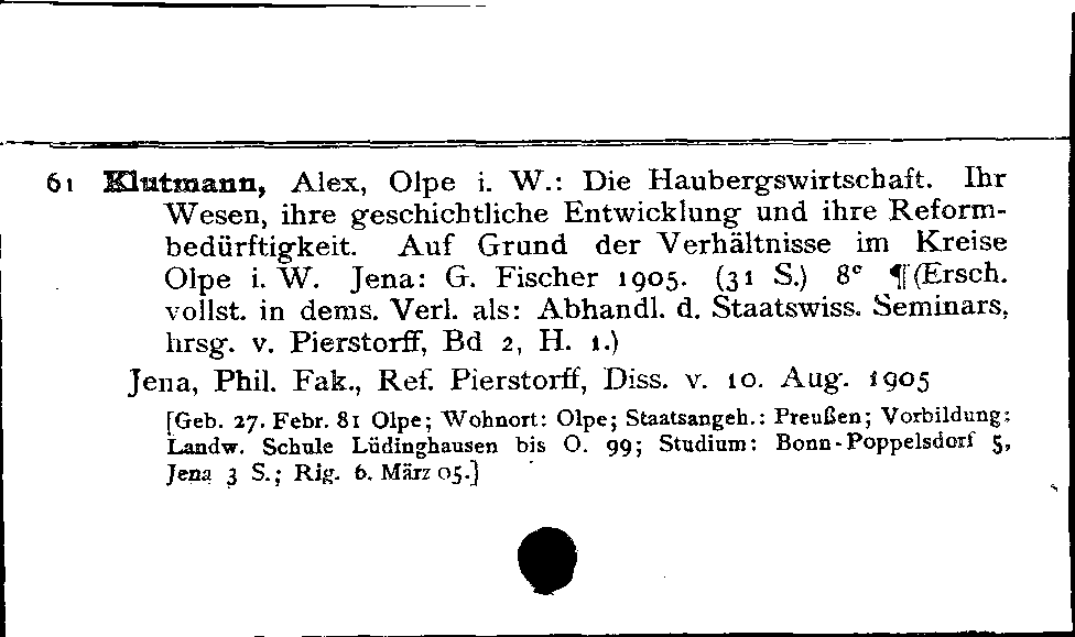 [Katalogkarte Dissertationenkatalog bis 1980]