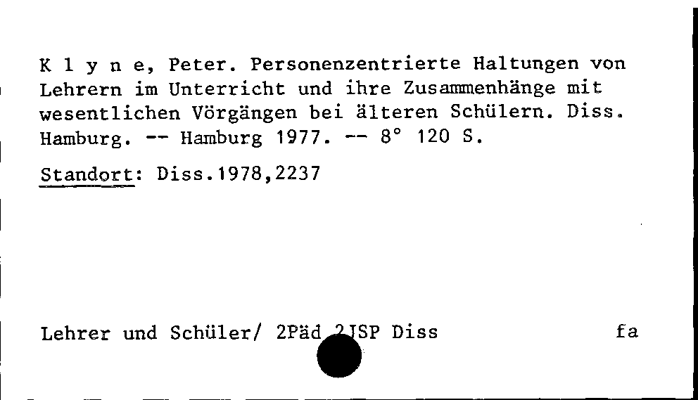 [Katalogkarte Dissertationenkatalog bis 1980]