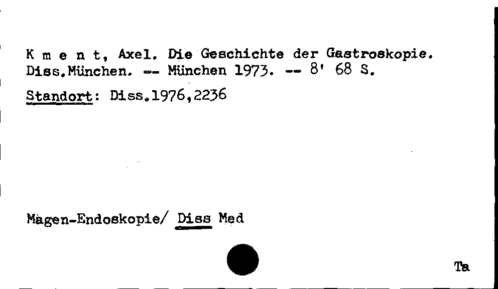 [Katalogkarte Dissertationenkatalog bis 1980]