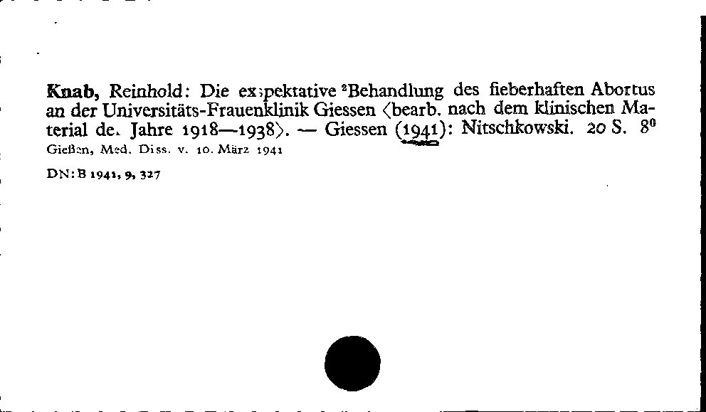 [Katalogkarte Dissertationenkatalog bis 1980]