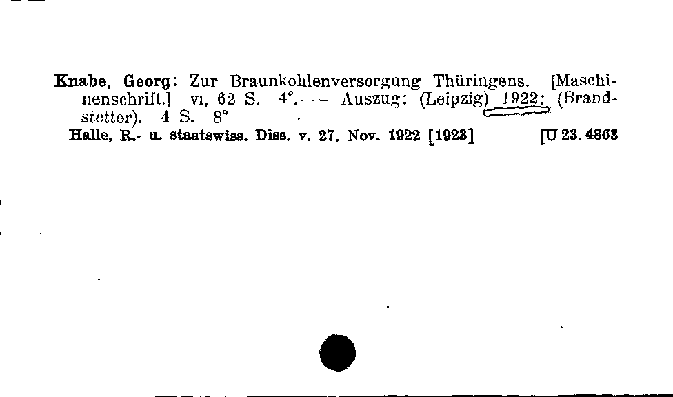 [Katalogkarte Dissertationenkatalog bis 1980]