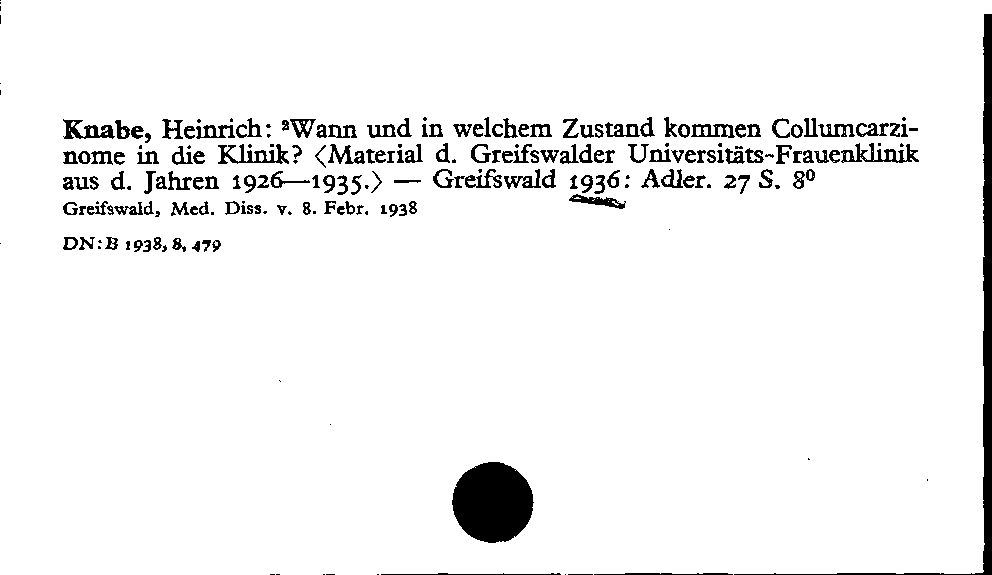 [Katalogkarte Dissertationenkatalog bis 1980]