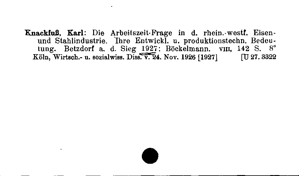 [Katalogkarte Dissertationenkatalog bis 1980]