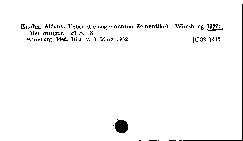 [Katalogkarte Dissertationenkatalog bis 1980]