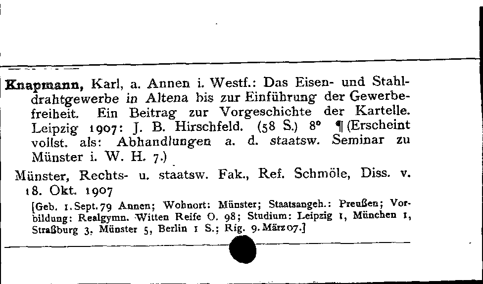 [Katalogkarte Dissertationenkatalog bis 1980]