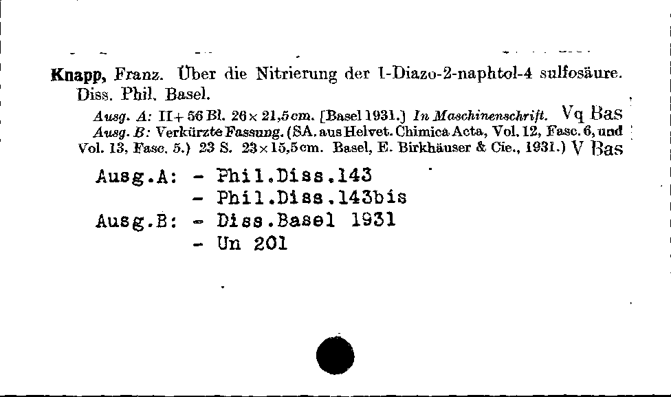 [Katalogkarte Dissertationenkatalog bis 1980]