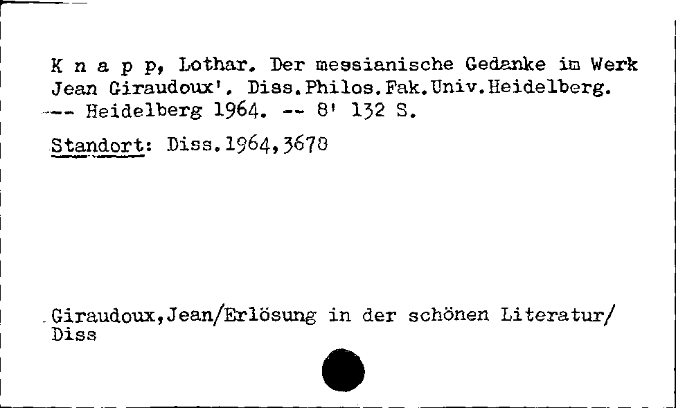 [Katalogkarte Dissertationenkatalog bis 1980]