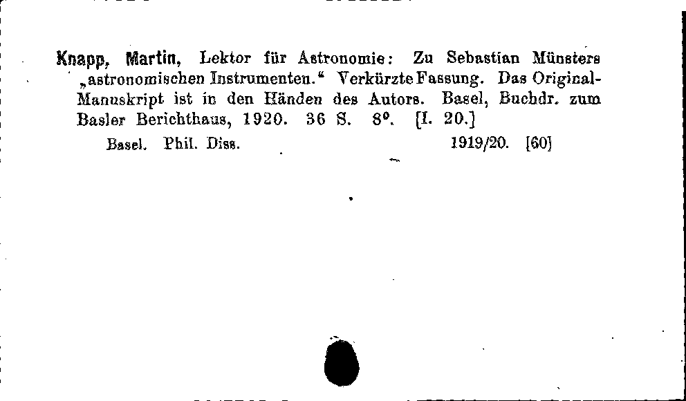 [Katalogkarte Dissertationenkatalog bis 1980]