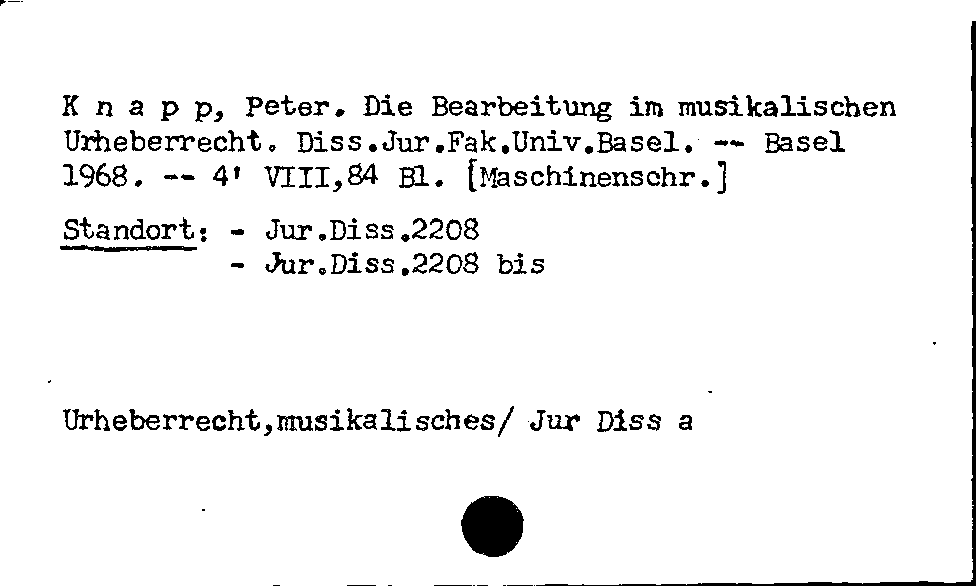 [Katalogkarte Dissertationenkatalog bis 1980]