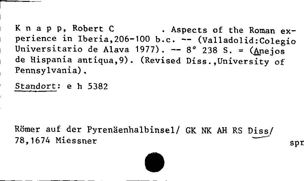 [Katalogkarte Dissertationenkatalog bis 1980]