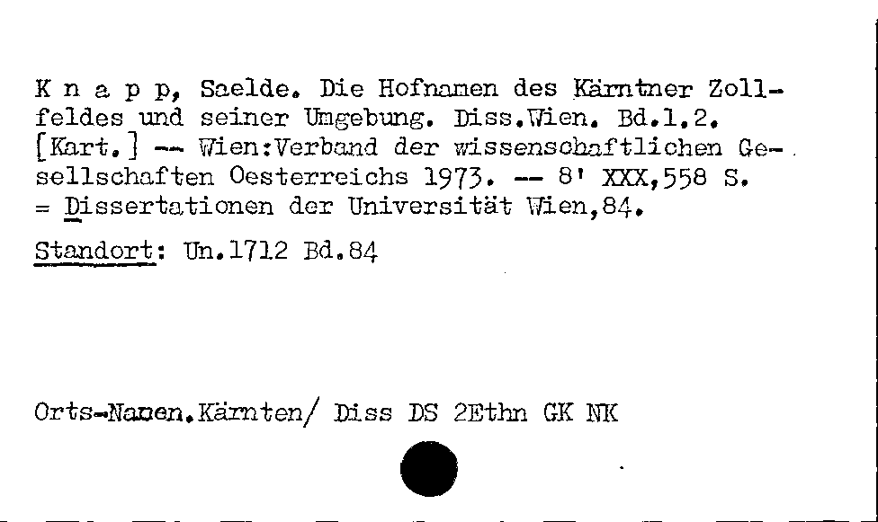 [Katalogkarte Dissertationenkatalog bis 1980]