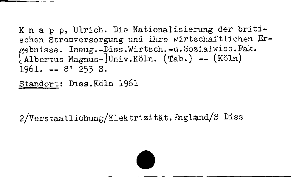 [Katalogkarte Dissertationenkatalog bis 1980]