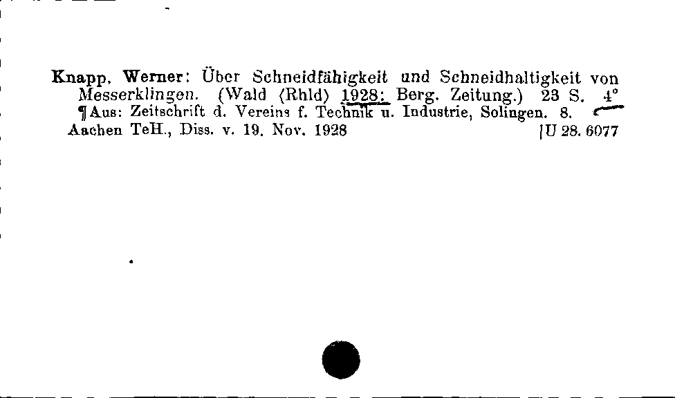 [Katalogkarte Dissertationenkatalog bis 1980]