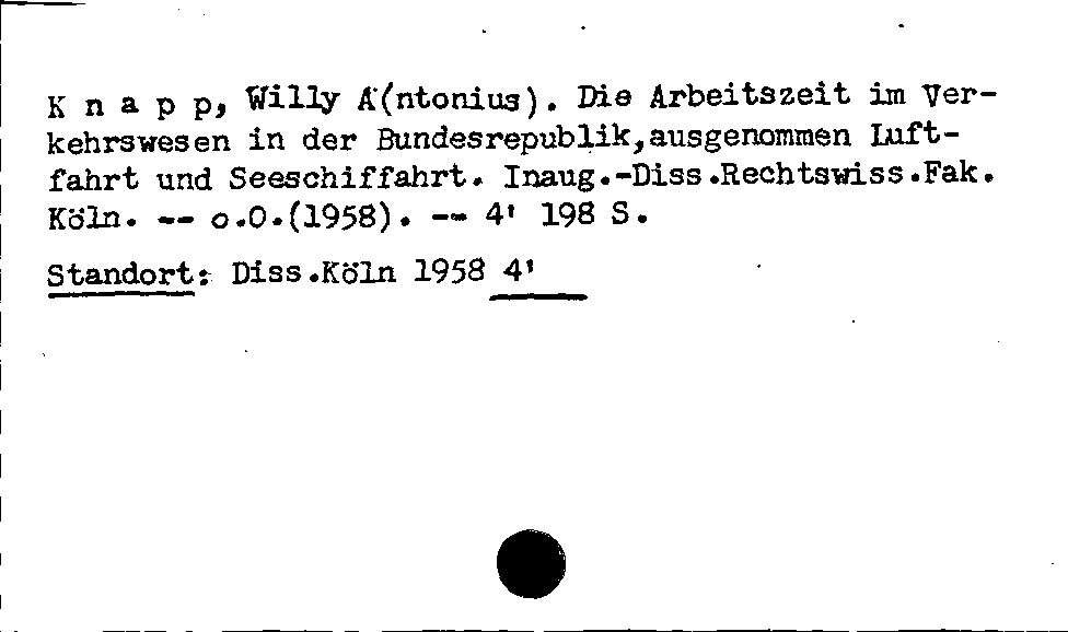 [Katalogkarte Dissertationenkatalog bis 1980]