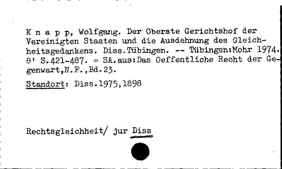 [Katalogkarte Dissertationenkatalog bis 1980]